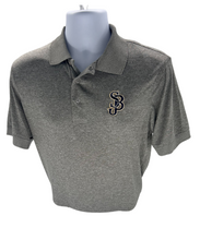Load image into Gallery viewer, GRAY PERFORMANCE POLO SHIRT: SHORT SLEEVE WITH SJB LOGO