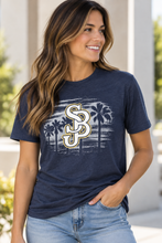 Load image into Gallery viewer, SJB Palm Trees T-Shirt – Navy Mist
